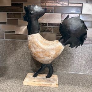 Farmhouse Rustic Black and Brown Rooster Figurine